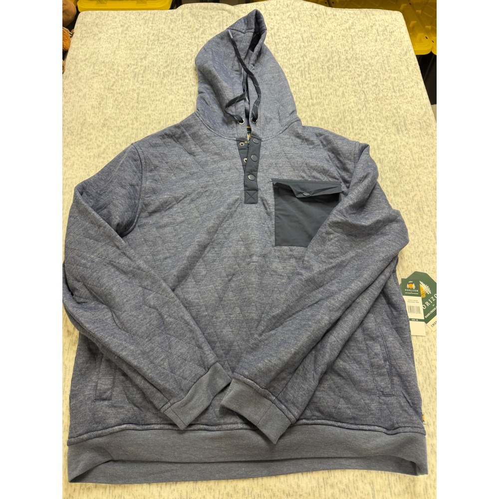 Horizon‎ Bass Creek Outfitters Mens XL Quilted Hoodie Henley Blue HO432461-WIH